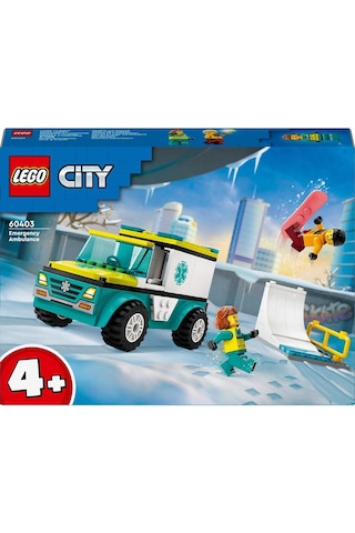 LEGO® City Acil Ambulansı ve Snowboardcu 60403 4+ Yaratıcı Oyuncak Yapım Seti - 79 Parça