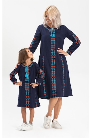 Uzun Kol Mahur Çocuk Pazen Elbise Lacivert Lcvt Lacivert
