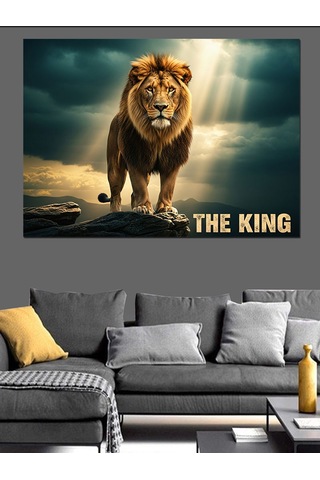 Aslan "the King" Yazısı Dekoratif Kanvas - Mdf Ahşap Tablo