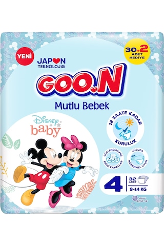 Goon Mutlu Bebek Bezi 4 Numara Maxi Jumbo Paket 32 Adet