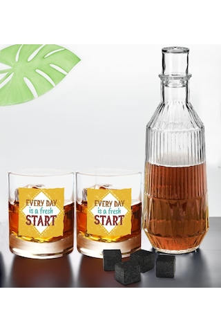 Bk Gift Dtf Motto Tasarımlı İkili Viski Kadehi, Viski Taşı Ve Karaf Seti-6, Arkadaşa Hediye, Sevgiliye Hediye Kobitmeyencom30462 Bk Gift