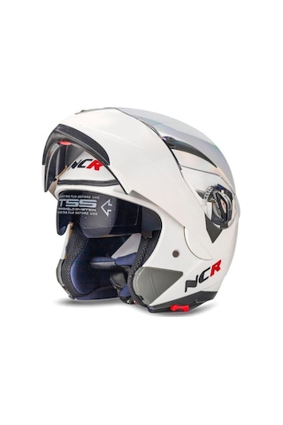 Ncr Çene Açılır Vizörlü Motosiklet Kaskı Beyaz