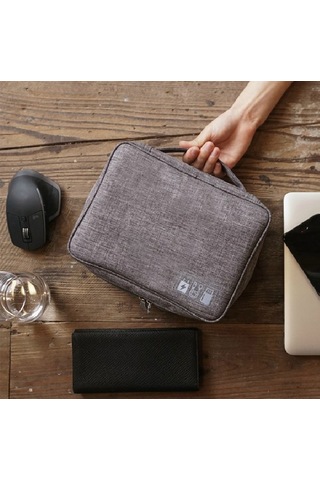 Maiyame Büyük Boy Lacivert Kabloları Ve Dijital Aletler İçin Çok Amaçlı Dayanıklı Katyonik Poliester Saklama Çantası Lacivert