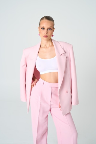 Thalure Kadın Pembe Oversize Kruvaze Blazer