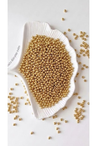 100 Gram - İnci Boncuk - 6 Mm Renk : Gold