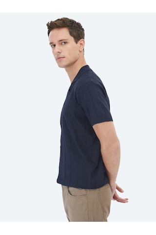 Kip Lacivert Regular Fit Kısa Casual Gömlek