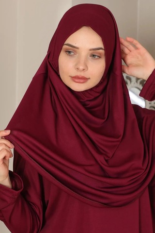 Tek Parça Namaz Elbisesi Bordo-20998 Gül Kurusu