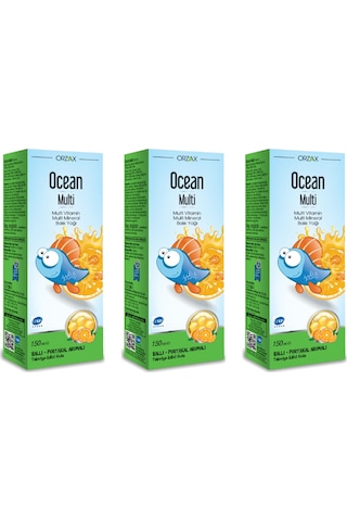 Ocean Multi Şurup Ballı Portakal Aromalı Balık Yağı 150 ML 3 Adet