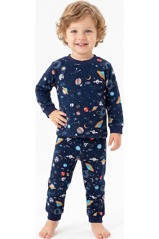 Modanıno Erkek Çocuk %100 Pamuk Pijama Takımı 9-36ay 12737ıs Koyu Lacivert