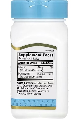 21st Century Magnesium Minerals Bone & Muscle Support 250 Mg 110 Tablet Aromasız