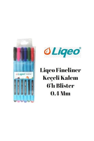 Liqeo F-8027 Fineliner Keçeli Kalem 6’Lı Blister Paket