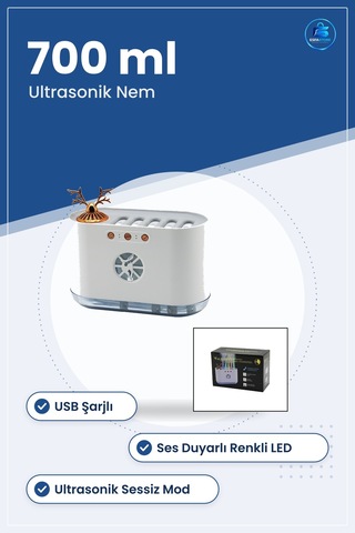 Hava Nemlendirici 700ml Geyik Figürlü Usb Şarjlı Ses Duyarlı Renk