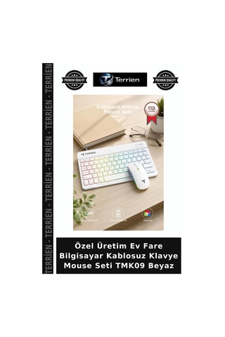 Özel Üretim Ev Fare Bilgisayar Kablosuz Klavye Mouse Seti Tmk09 Beyaz Diğer