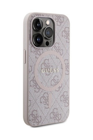 Apple Uyumlu iPhone 15 Pro Max Kılıf Guess Lisanslı Magsafe Özellikli 4g Desenli Yazı Logolu Kapak Siyah