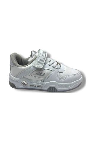 Ndrops 012-26 Deri Cırt Bantlı Çocuk Sneaker 26-30 Beyaz