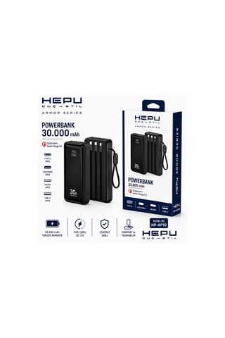 Hepu Hp-ap10 Armor 30.000 Mah 22.5w Hızlı Şarj Entegre Kablolu Powerbank