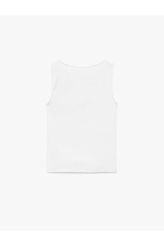 Koton Pamuklu Slim Fit Kolsuz Kayık Yaka Bluz Beyaz 6sak10029ek Beyaz