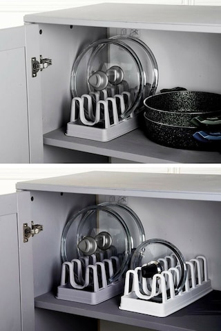 Periboia 2 Adet 8 Bölmeli Tencere Kapak Rafı - Simple Tabaklık - Çok Renkli