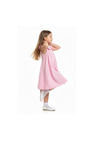 Toontoy Kids Toontoy Kız Çocuk Regular Fit Bebe Yaka Düğmeli Kısa Kollu Elbise 25049 Pembe