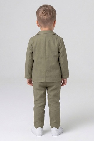 Dmb Boys & Gırls Dmb Boys & Girls Erkek Bebek Beli Lastikli Ceket Pantolon T-shirt Kombinli Özel Gün Bayramlık 3'lü Takım 1-3 Yaş Haki-2667