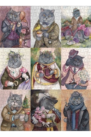 Nova Puzzle 1000 Parça Sosyetik İngiliz Kedileri - Tatiana Plovet