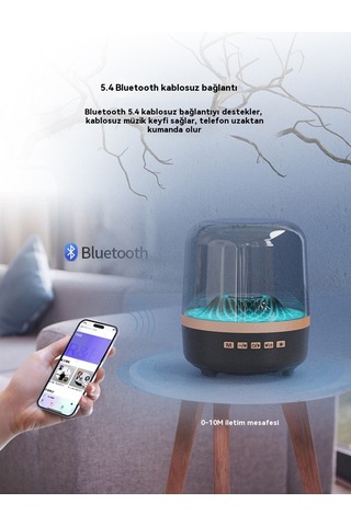 Masaüstü Renkli Rgb Işıklı Cam Kristal Kablosuz Bluetooth Hoparlör