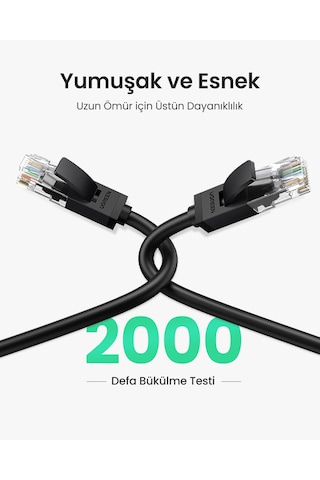 Ugreen Cat6 Ethernet Kablosu, 5 Metre, Siyah, 20162