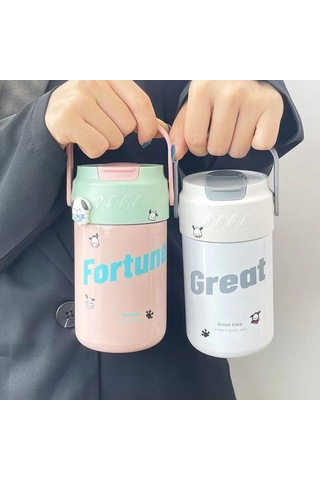 Jzcat Creative Büyük Kapasiteli 316 Paslanmaz Çelik Hasır Termos Bardak 500ml-beyaz