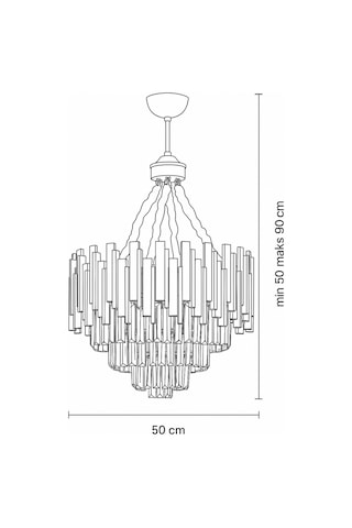 Sima 50 Cm'lik Kristal Cam Taşlı Lüks Avize - Sarı Yaldız Sarı Yaldız