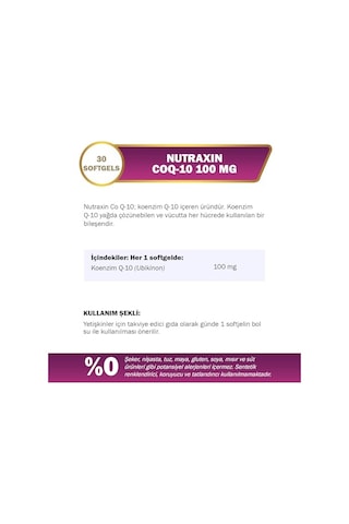 Nutraxin Nutraxın Koenzım Q10 Tablet 1 Paket 1 X 30 Kapseln , 0.08 Kg