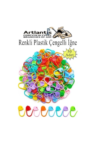 Plastik Çengelli İğne 50 Li 1 Paket Örgü Ayracı Renkli Oval Çengelli İğne Klips İlmek Sabitleyici Belirleyici İp Tutucu