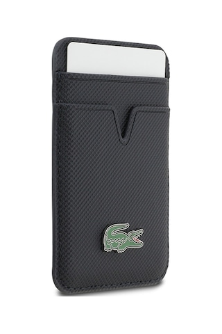 Lacoste Orjinal Lisanslı 2 Hazneli Pu Pike Desenli İkonik Timsah Logolu Magnetik Kartlık Lacivert