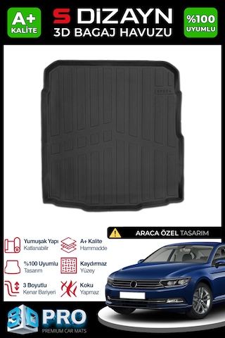 S-dizayn Vw Passat B8 3d Pro Bagaj Havuzu 2015-2023 A+ Kalite