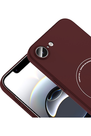 Maks Technology iPhone Uyumlu 17e Kılıf M-safe Şarj Özellikli Kamera Korumalı Mkst Elio Sert Pc Kapak - Bordo