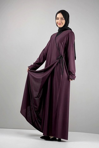 Moda Çizgi Namaz Elbisesi Vişne