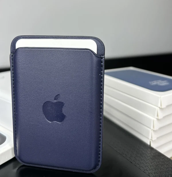 Magsafe Deri Cüzdan Kartlık Tüm Modellerle Uyumlu - Bordo Lacivert
