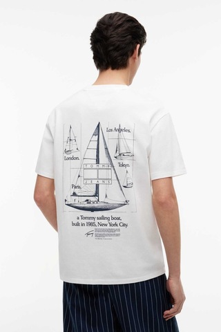 Tommy Hilfiger Tjm Rlx Saılboat Ss Tee Erkek Beyaz T-shirt - Dm0dm23184