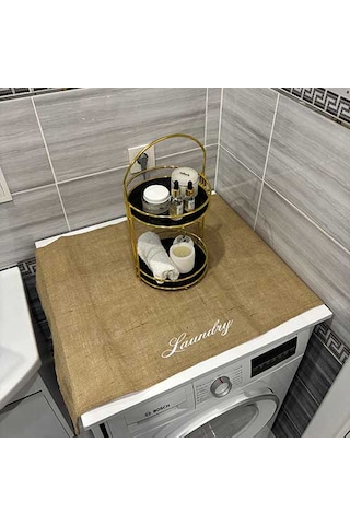 Laundry Duck Keten Su Geçirmez Ve Kirlenmez Çamaşır Makinesi - Buzdolabı - Bulaşık Makinesi Örtüsü Açık Kahverengi