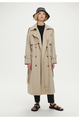 Manuka Düğmeli Kruvaze Trençkot Bej
