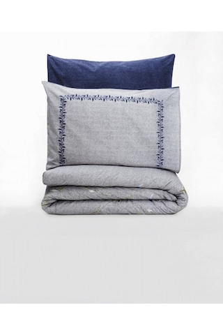 Nitsa Lacivert Çift Kişilik Nevresim Takımı - %100 Pamuk Ranforce 30/1 57 Tel Lacivert