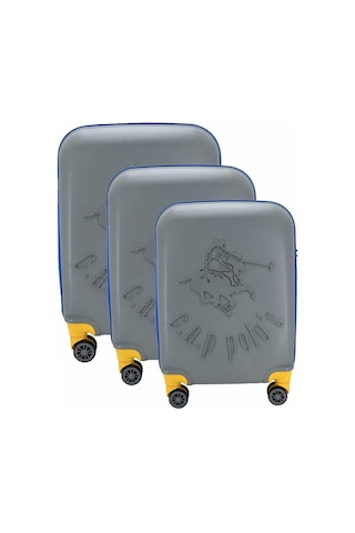 Cap Polo's Polipropilen Üçlü Valiz Set Gri Çok Renkli