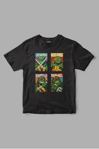 Ninja Turtles "bro's" Baskılı Tişört Siyah