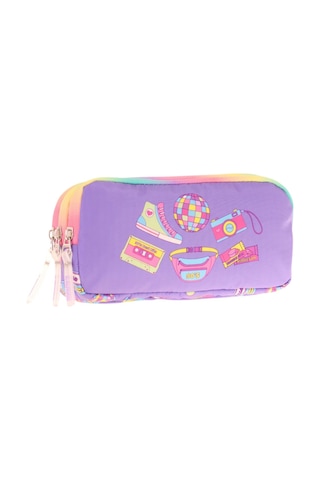 Kaukko Kids Mor Çok Renkli, Hobi Baskılı, Kız Çocuk Üç Gözlü Okul Kalem Çantası - L8238 Mor - Çok Renkli