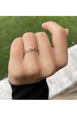 Çıtır Kalpler Altın Yüzük (514016543)