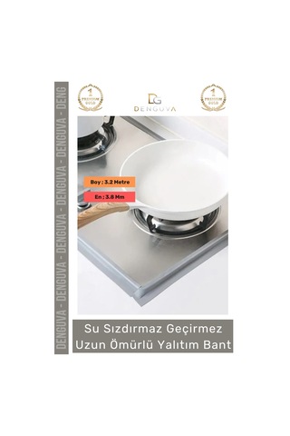 Premium Su Geçirmez Sızdırmaz Dayanıklı Pvc Yağ Kenar Küf Önleyici 3.2m Gri İzolasyon Bant 2 Adet
