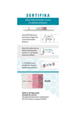 ÜFLE BAK 4a Medical Tek Kullanımlık Alkolmetre 5'li Paket 10'lu - Alkol testi - Promil Ölçer - Promil Testi -