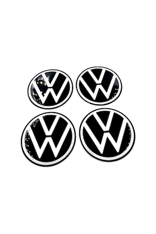 Yeni Nesil Tasarım Damla Sticker Siyah Volkswagen Jant Göbeği 5.5cm Uyumlu