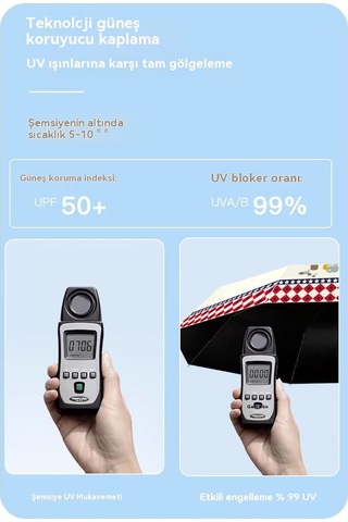 Hem Güneşli Hem De Yağmurlu Eğlenceli Bisküvi Şemsiyesi Beyaz