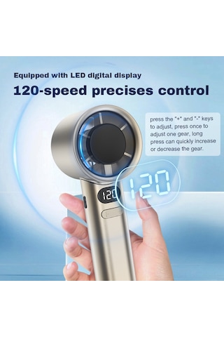 Gajeena M11 El Tipi Hızlı Fan: Usb Turbofan, 120 Sürekli Hız Ayarı, Mini Boyut, Gümüş Renk İçinli Li-pil