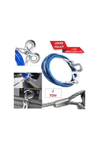 Oto Motto Çekme Halatı 2 Ton Çelik İzoleli 2,6 Mt 8 Mm
